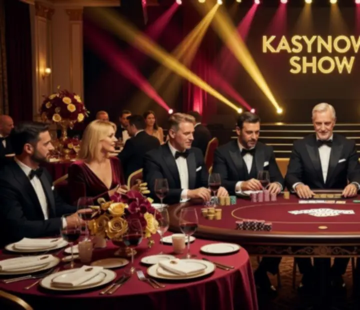 Wykwintna kolacja firmowa z kasynowym show i efektowną scenografią.