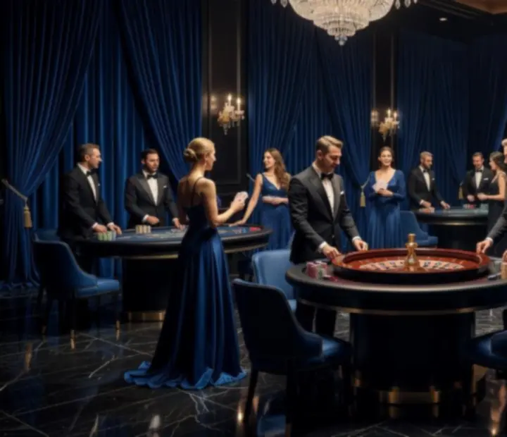 Cinematiczne ujęcie luksusowego stołu pokerowego podczas wieczoru Casino Royale organizowanego przez Wonderstar s. r. o.